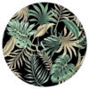 Muurcirkel - Tropische palmbladeren zwart
